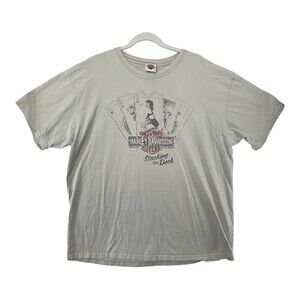 HARLEY DAVIDSON T-Shirt Bowling Green KY Mens 2XL Tan Stacking the Deck